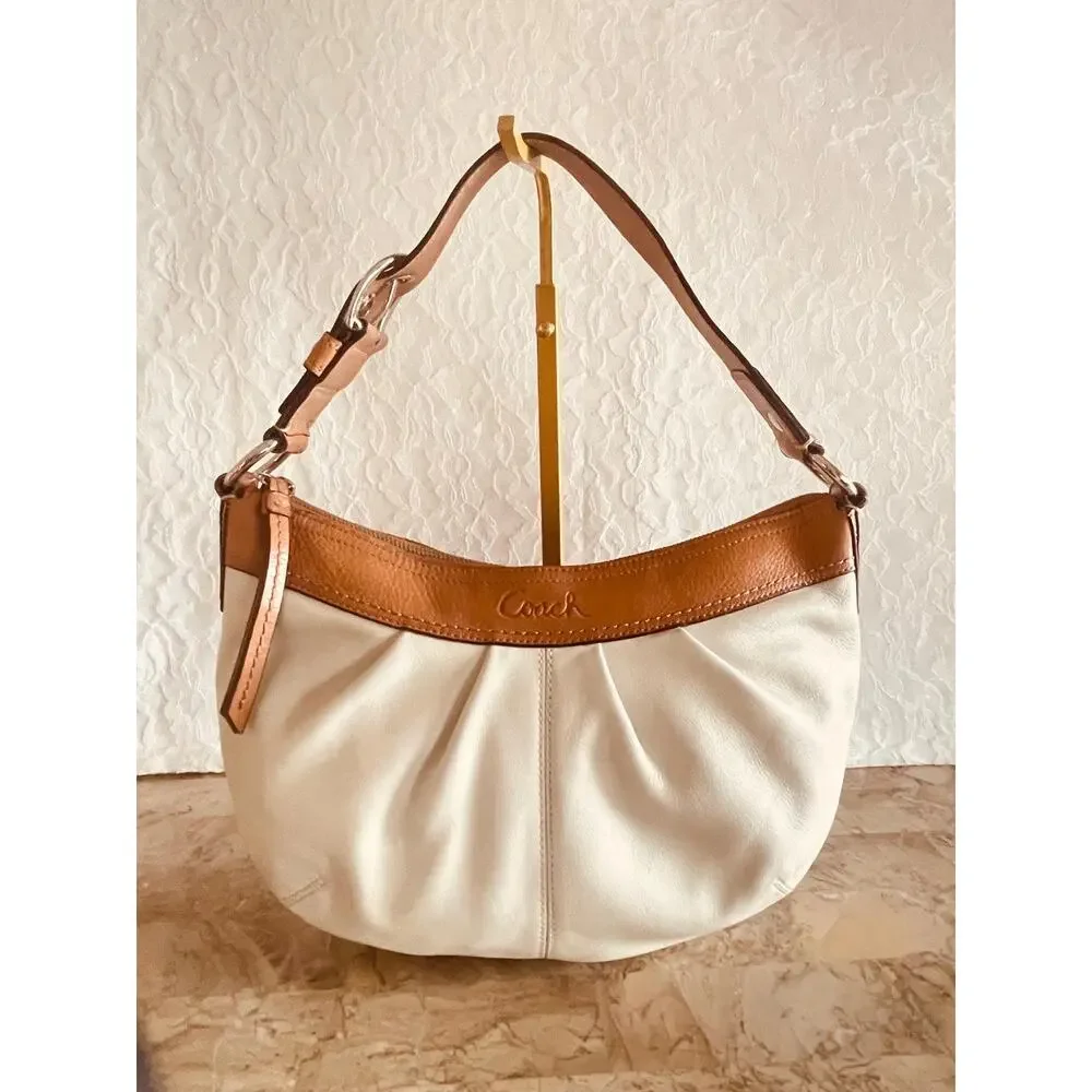 Coach Ergo Pleated hobo/soho white Leather Shoulder Bag F19730